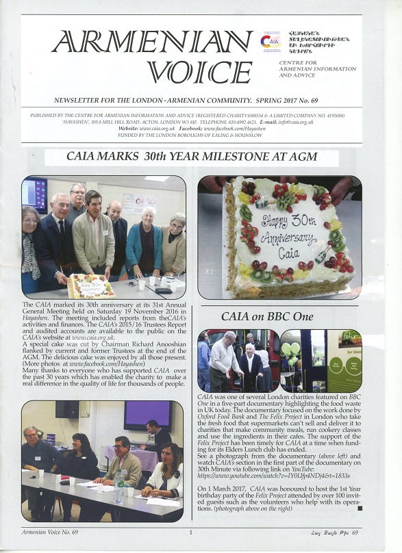 Armenian Voice - Newsletter for the London-Armenian Community --- Cliquer pour agrandir
