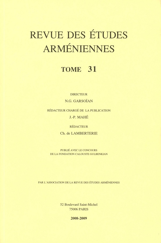 Revue des Études Arméniennes --- Cliquer pour agrandir